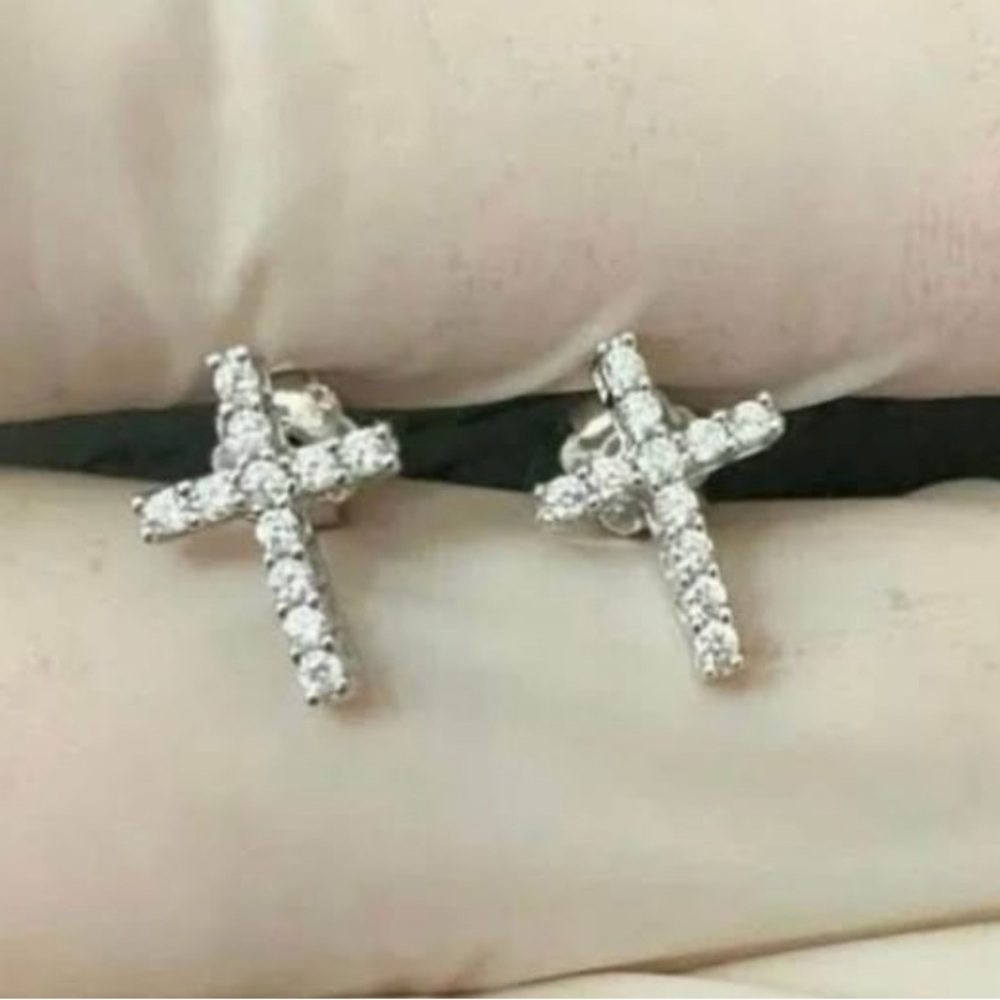 Sparkling Diamond Cross Earrings